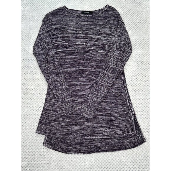 Ellen Tracy Womens Knit Long Sleeve Pullover Sweater Top Tunic Size Small Purple - Picture 3 of 13
